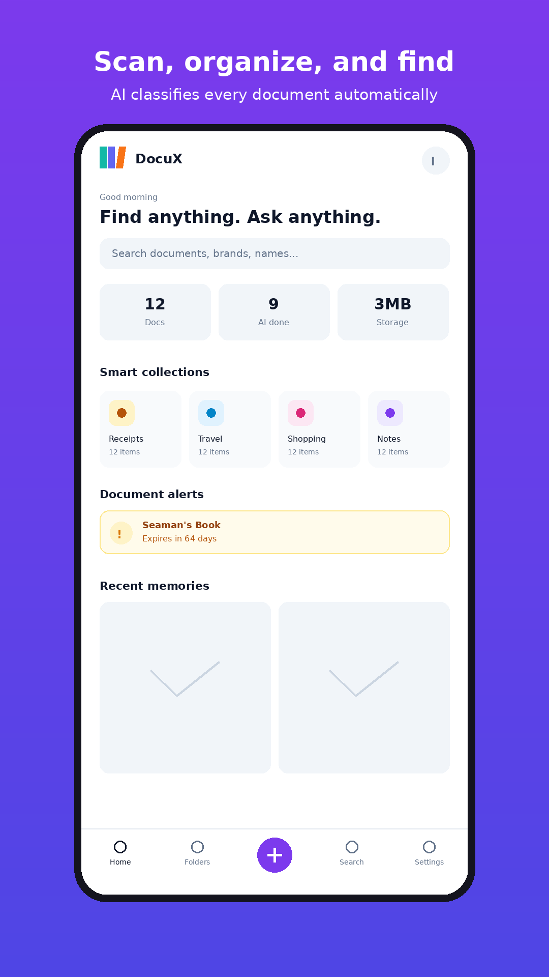 DocuX dashboard